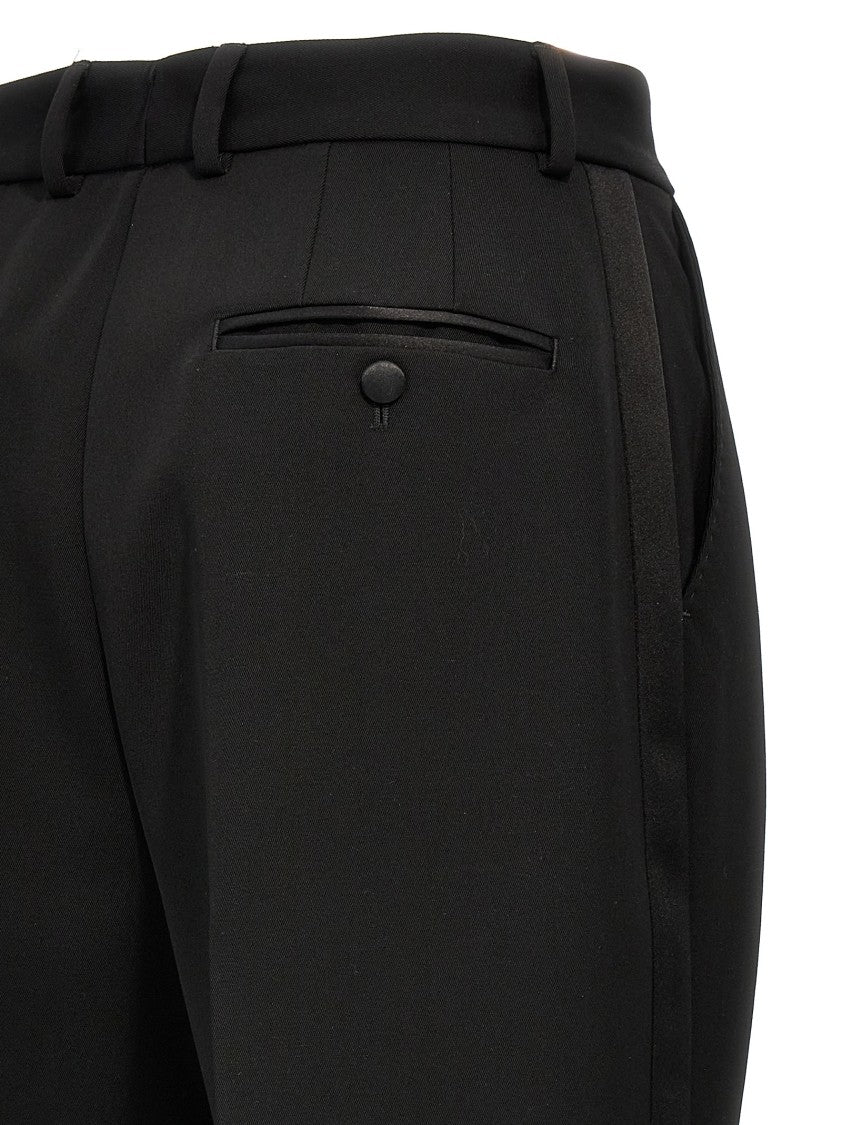 Dolce & Gabbana High-Waisted Wool Gabardine Tuxedo Pants With Refined Detailing