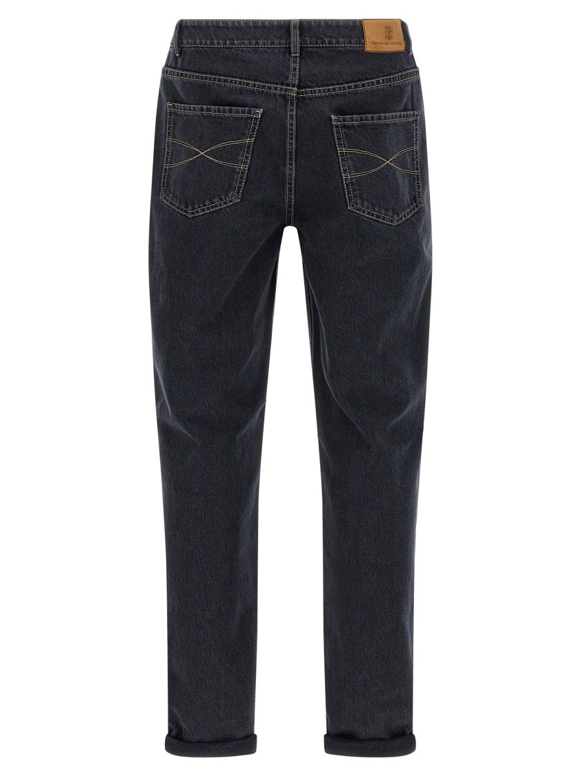 Brunello Cucinelli Garment-Dyed Black Denim Jeans