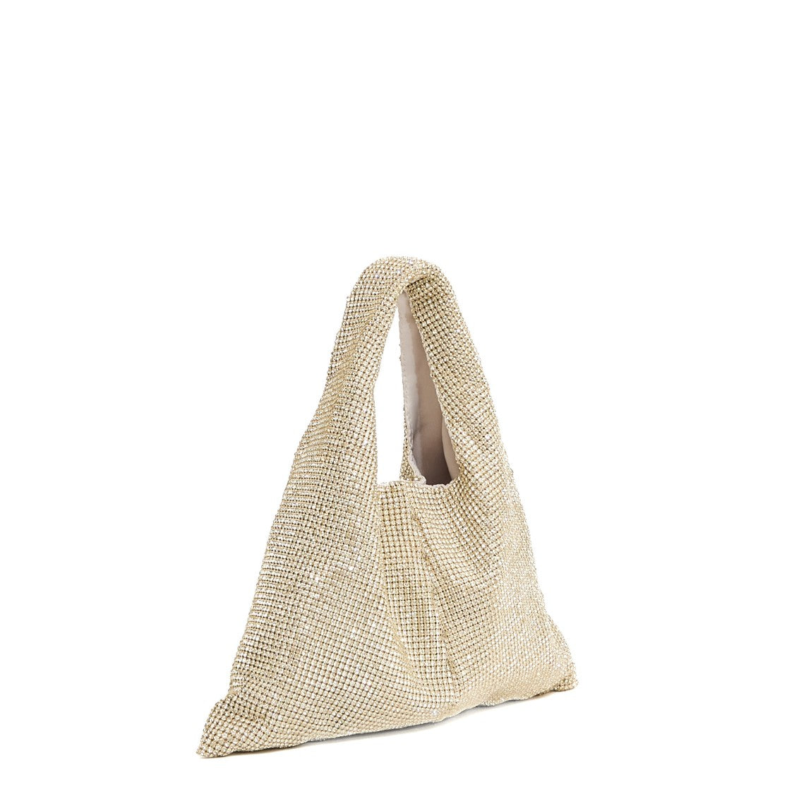 Twentyfourhaitch Flat Gold Rhinestone-Embellished Handbag