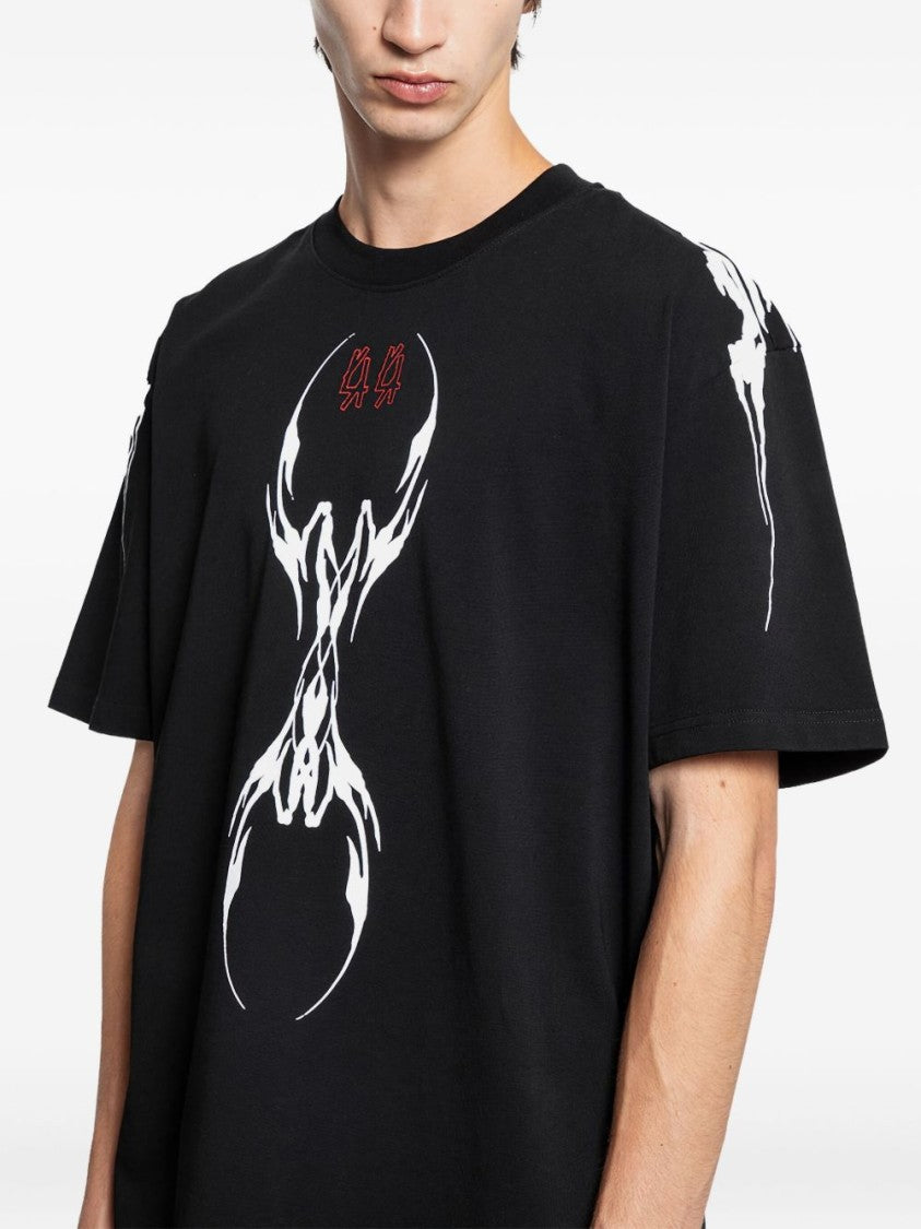 44 Label Group Black Graphic Print Cotton T-Shirt