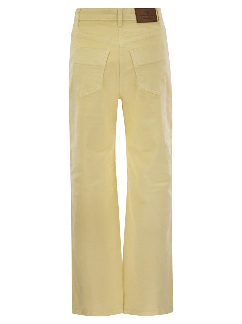Elisabetta Franchi Dyed Cotton Jeans With Logo Charm