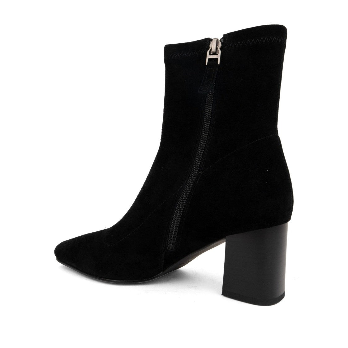 Linda Baumann Black Pointed Toe Mid-Heel Side Zipper Leather Dress Boots