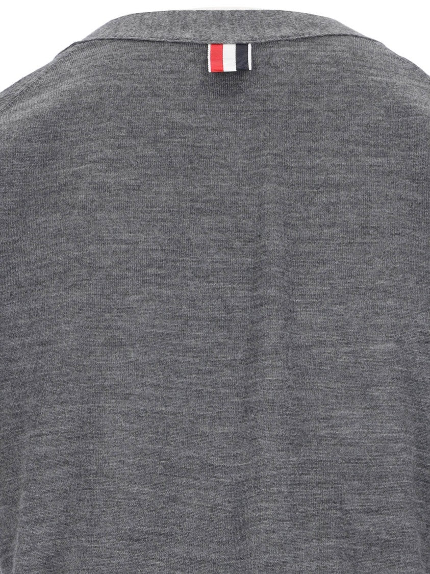 Thom Browne "4-Bar" V-Neck Cardigan – Grey