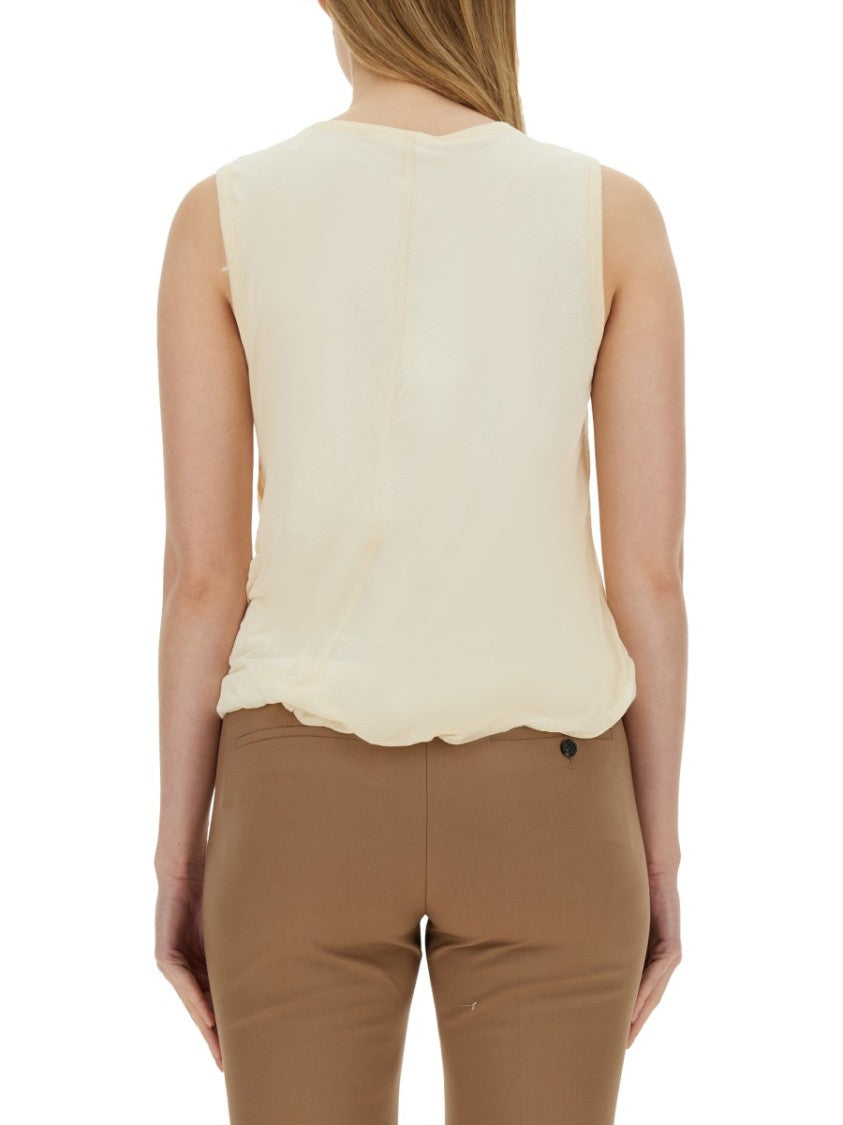 Helmut Lang Relaxed Fit Cotton Tank Top With Frayed Hem
