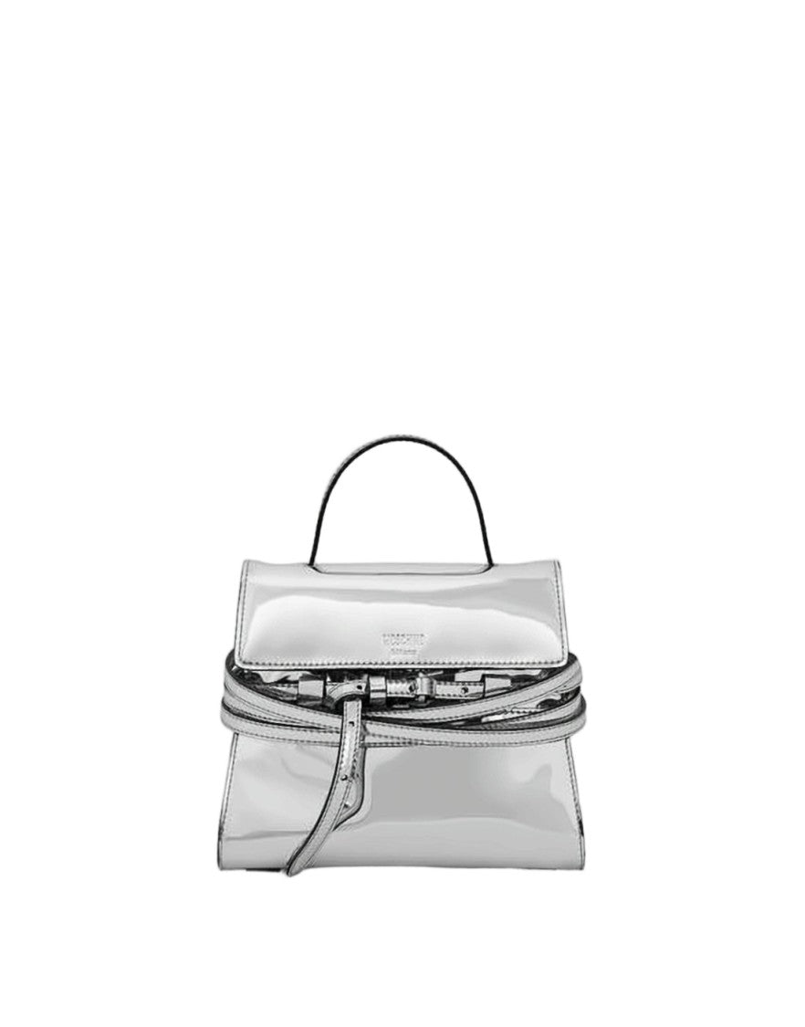 Moschino Reflective Silver Tote Bag With Structured Silhouette