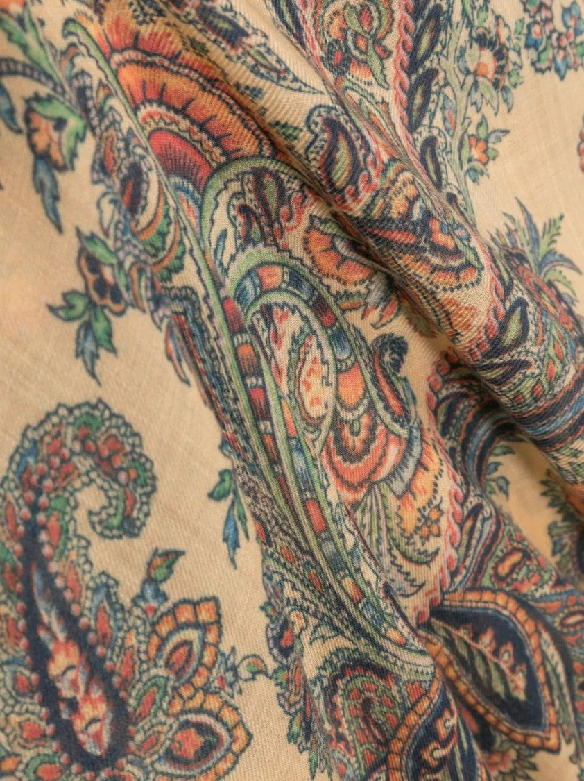 Etro Paisley Pattern Cashmere Scarf With Floral Design