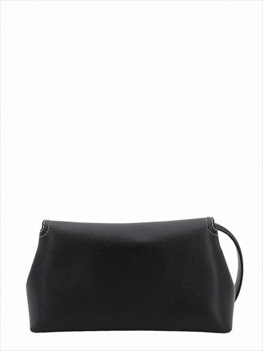 Totême Curved Flap Shoulder Bag In Textured Cow Leather