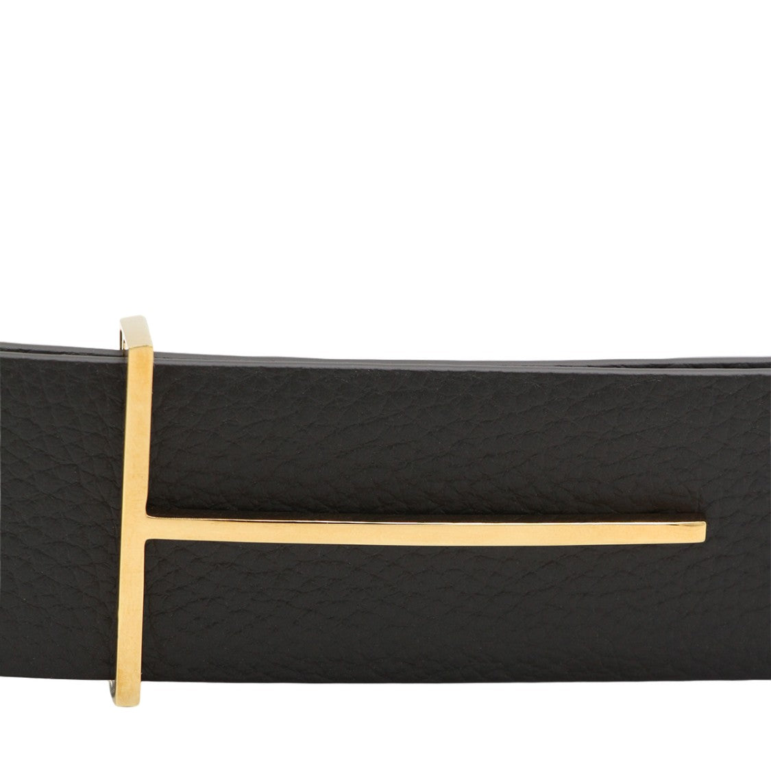 Tom Ford Sleek Black Leather Belt With Gold-Tone Buckle
