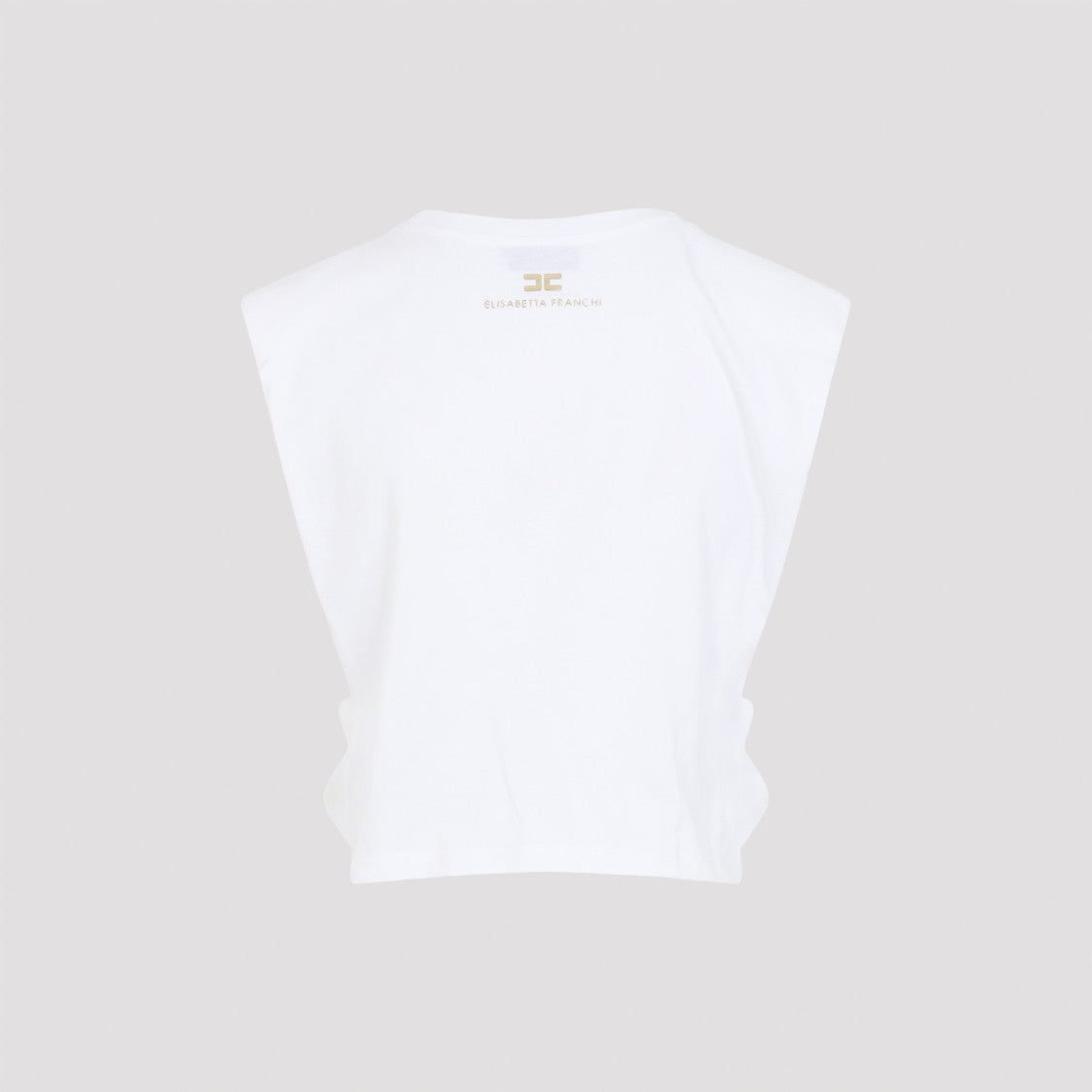 Elisabetta Franchi Sleeveless Cotton Top With Front Knot Detail