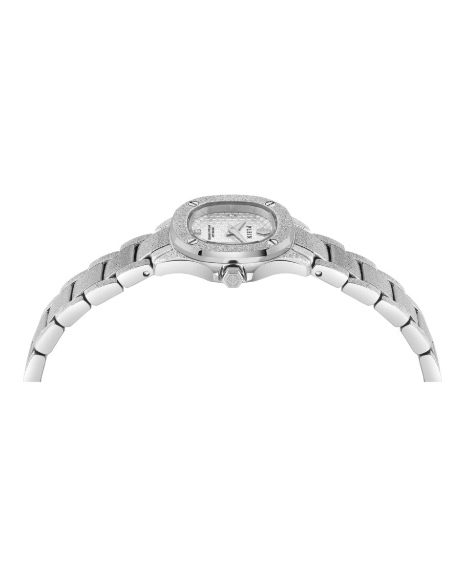 Philipp Plein Mini Crystal Watch With Silver Guilloche Dial