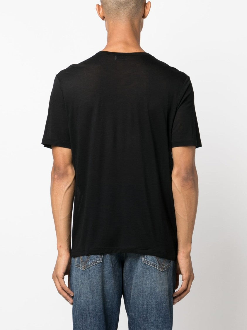 Saint Laurent Black Viscose Crew Neck T-Shirt