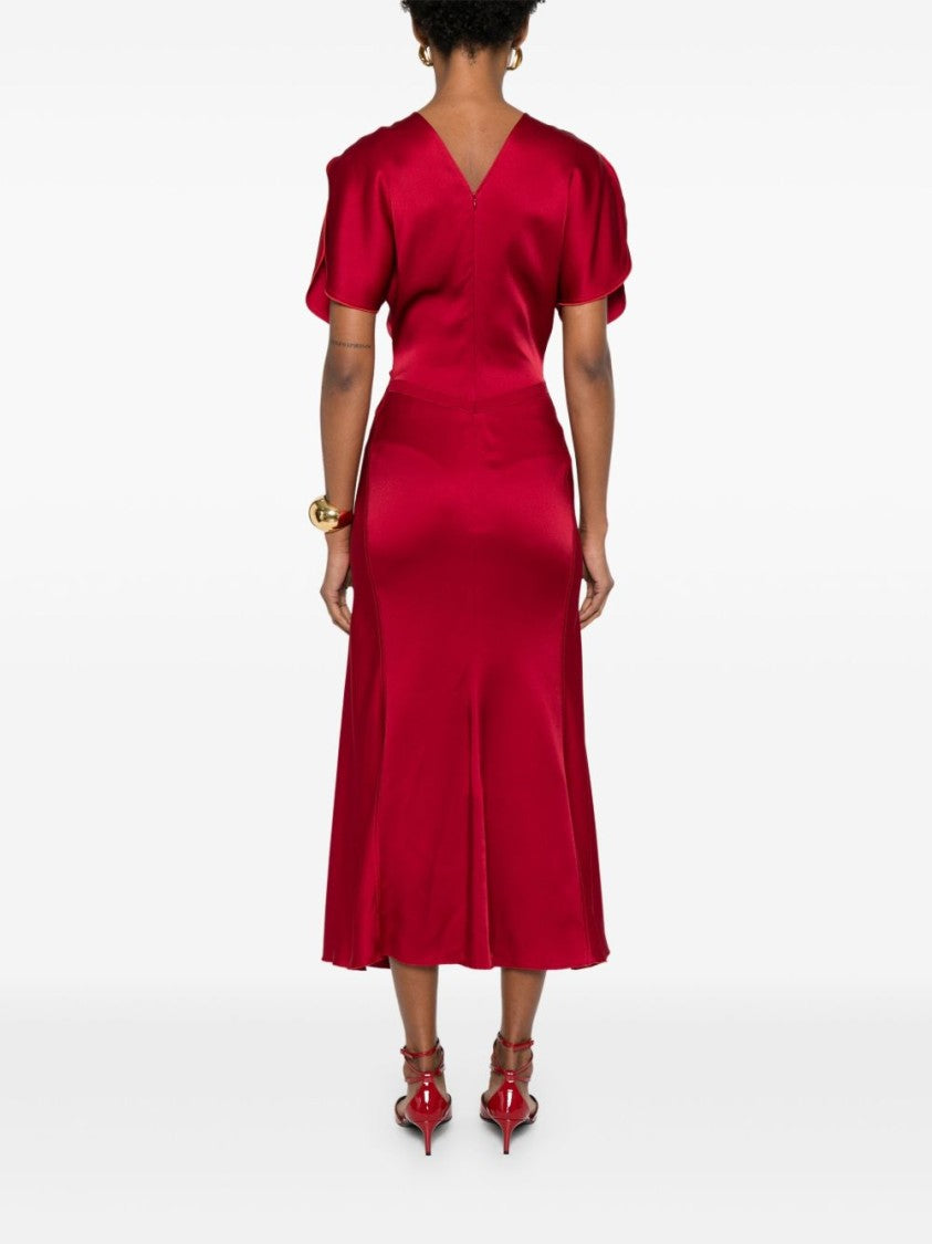 Victoria Beckham Midi Dress With Flutter Sleeves