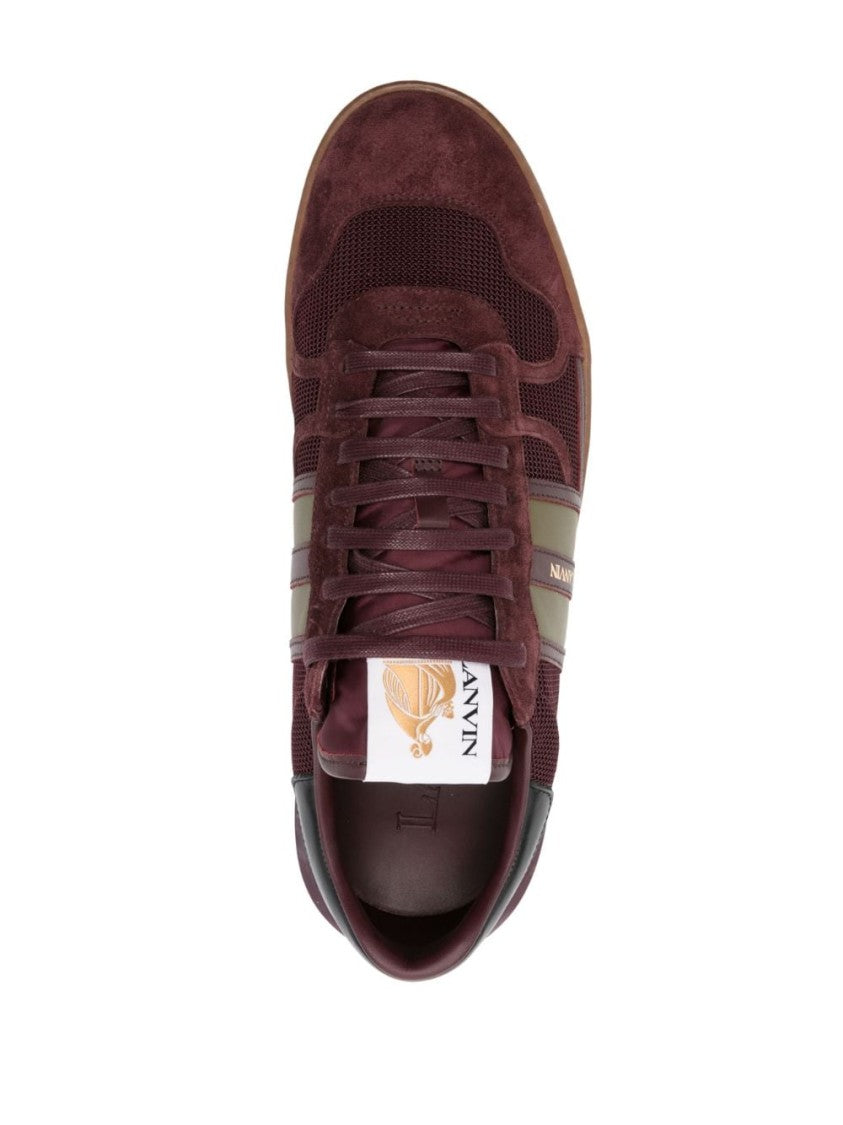Lanvin Bordeaux Red And Olive Green Calf Leather Sneakers