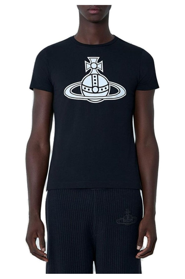 Vivienne Westwood Fitted Black T-Shirt With Round Neckline And Short Sleeves