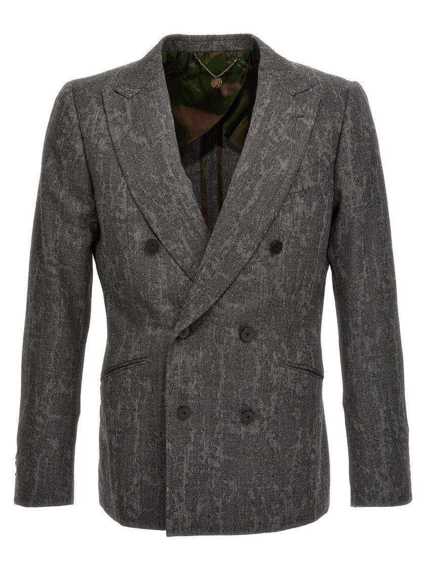 Maurizio Miri Double-Breasted Wool Blazer With Textured Finish