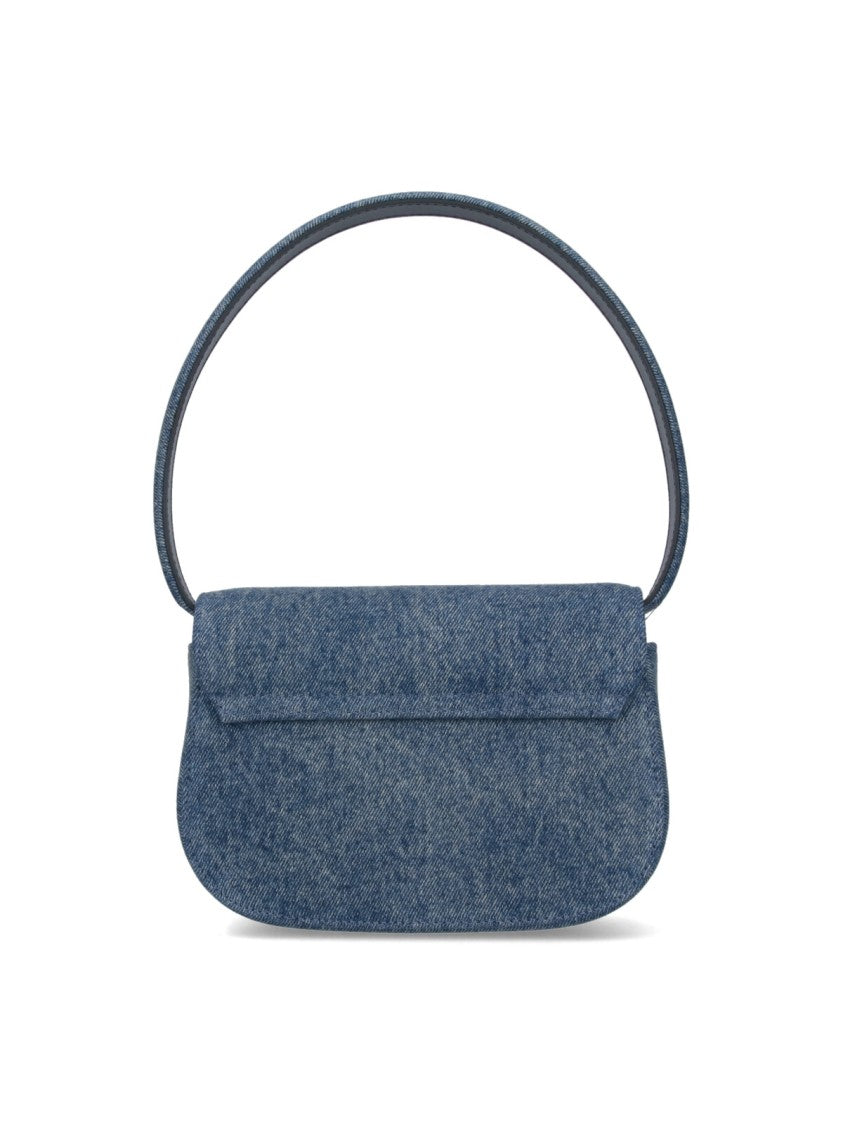 Diesel Shoulder Bag In Blue Denim With Leather Trims