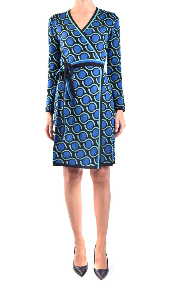 Diane Von Furstenberg Multicolor Wrap Dress With Geometric Pattern