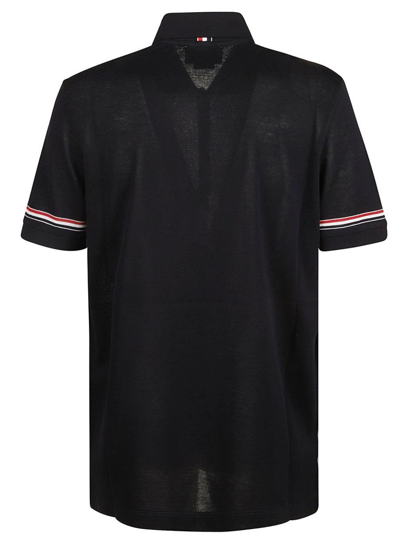 Thom Browne Short-Sleeve Polo Shirt With Striped Accents