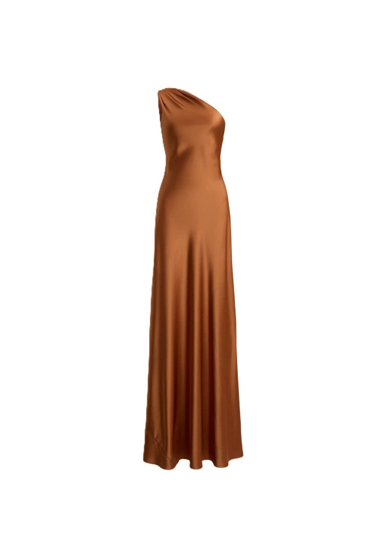 Lauren Ralph Lauren One-Shoulder Satin-Finish Maxi Dress