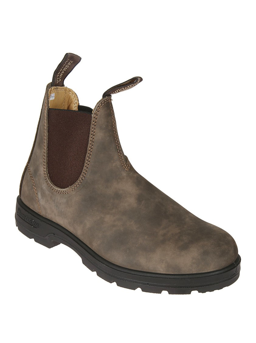 Blundstone Brown Leather Ankle Boots With Elastic Side Panels
