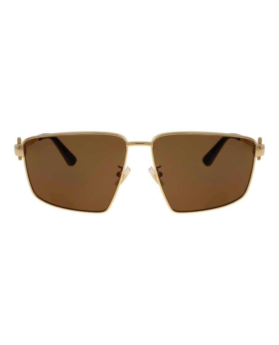 Bottega Veneta Square-Frame Metal Sunglasses With Gold-Tone Detailing