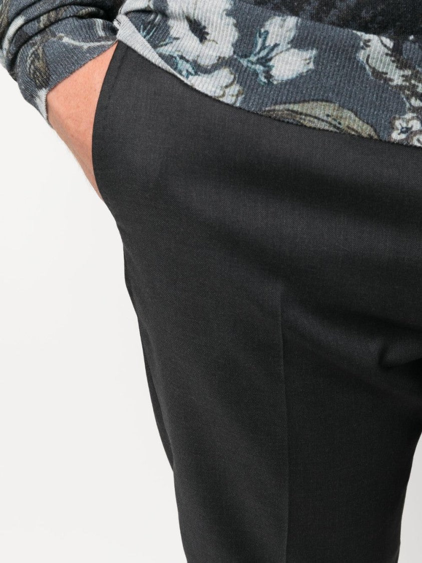 Lanvin Slim-Cut Virgin Wool Trousers In Anthracite Grey
