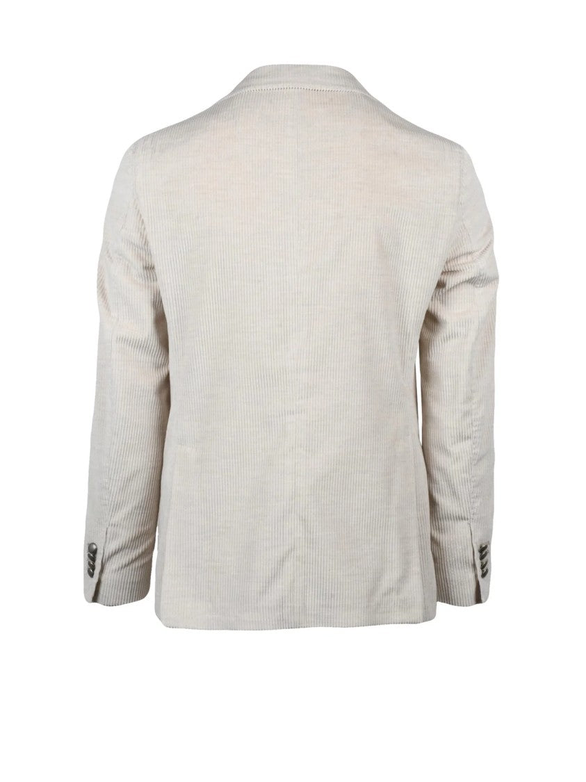 L.B.M. 1911 Cotton Velvet Jacket With Rounded Design And Button Closure