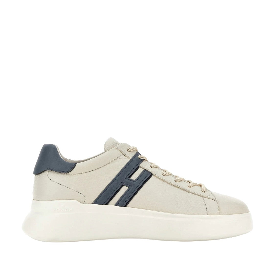 Hogan H580 Allacciato H Profilo Sneakers In White Light Blue