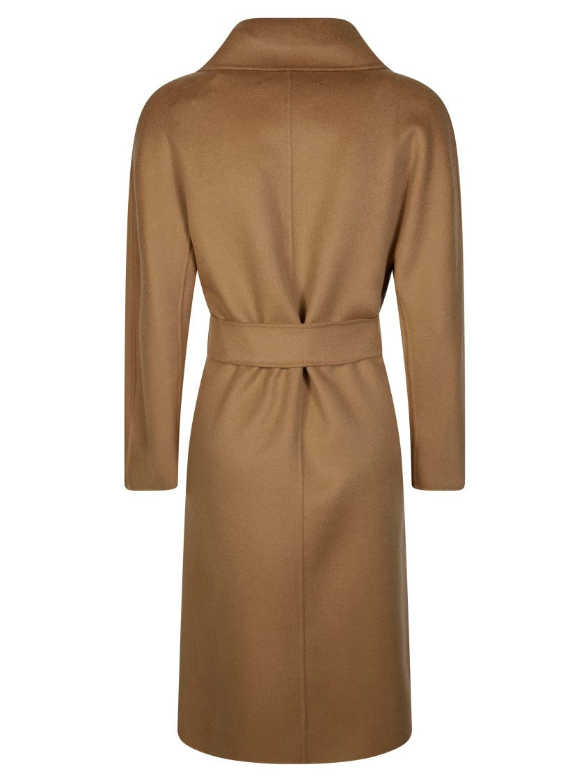 Max Mara Knee-Length Coat With Wide Lapel And Self-Tie Belt