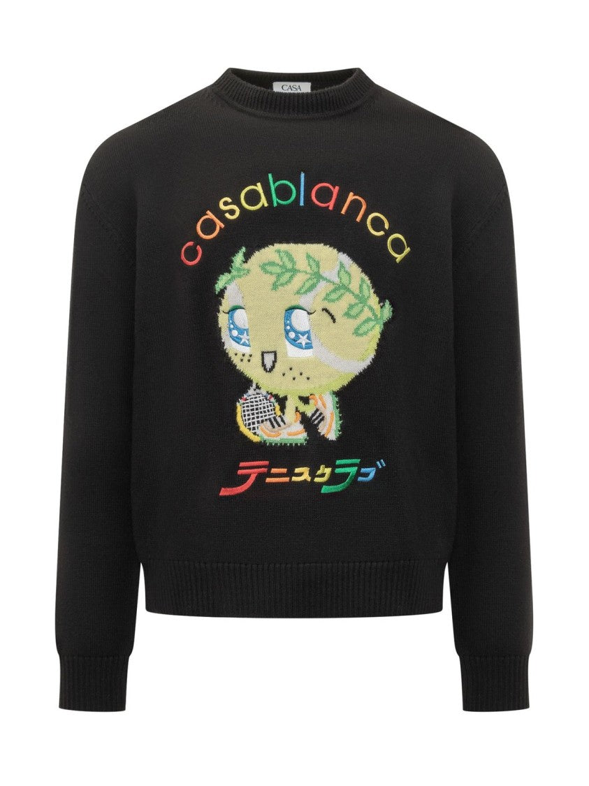 Casablanca Character Intarsia Crew Sweater