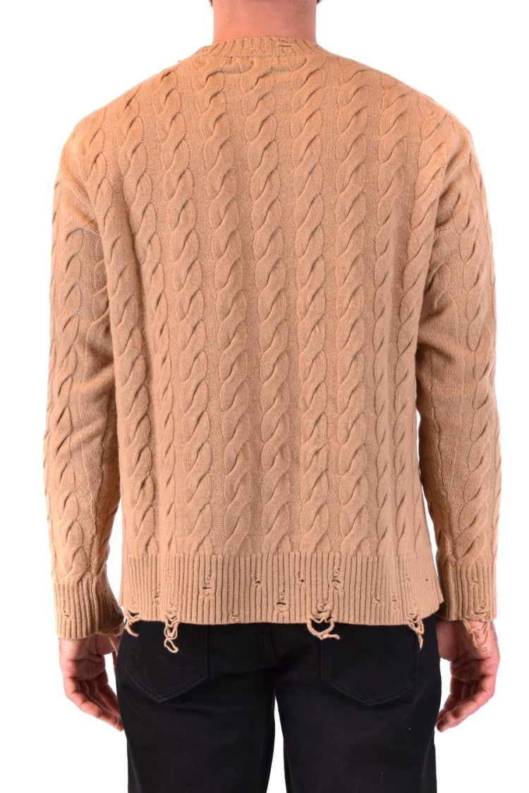 Laneus Classic Cable Knit Sweater In Camel Tone