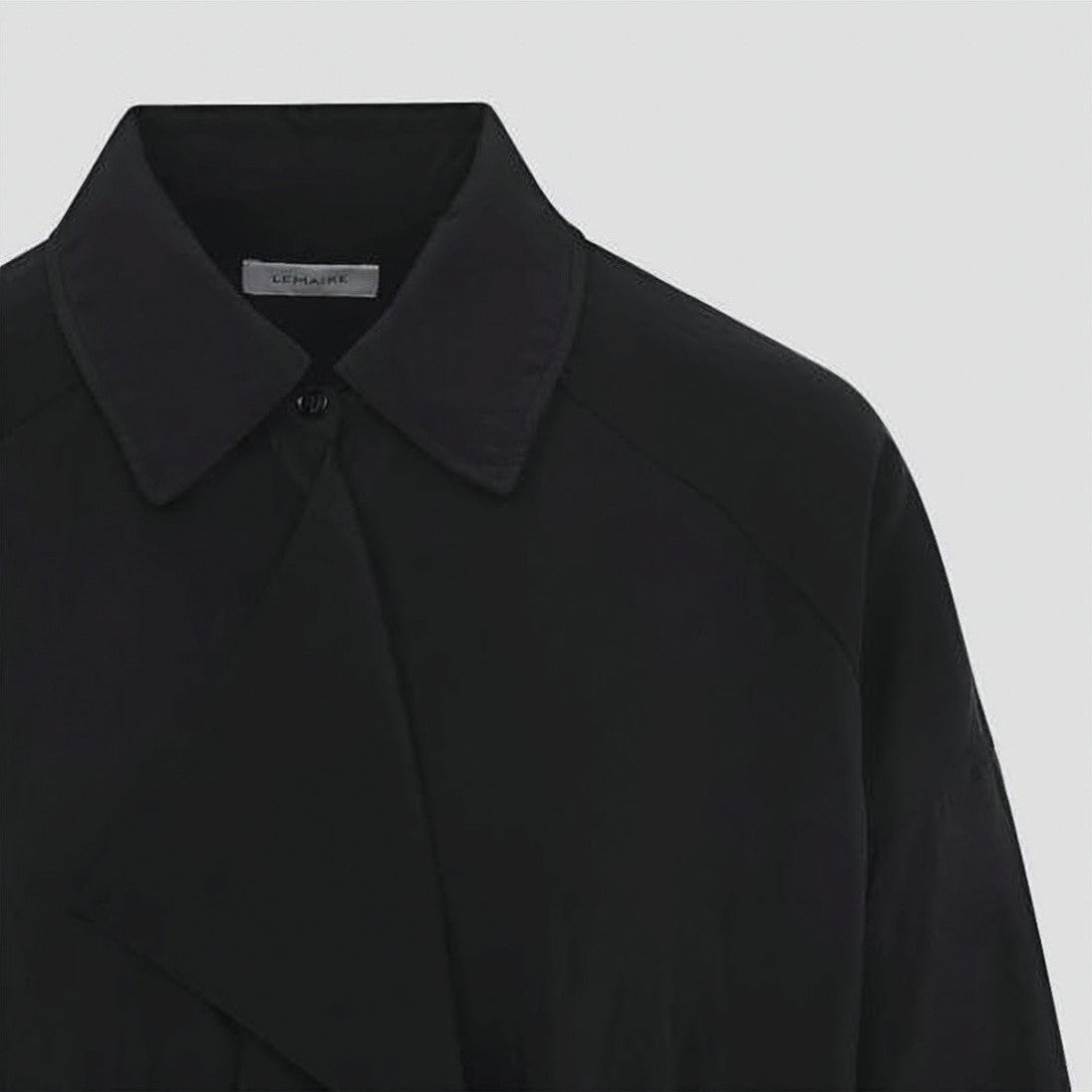 Lemaire Asymmetrical Black Shirt Dress In Dry Silk
