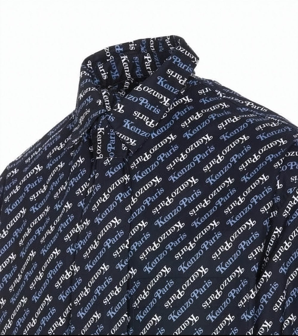 Kenzo Diagonally Printed Long-Sleeve Shirt With Classic Collar