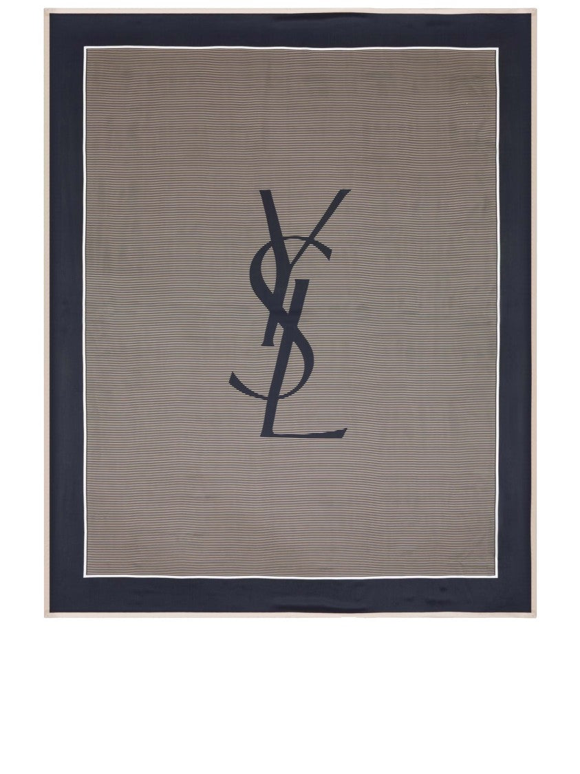 Saint Laurent Taupe Monogram Square Fabric Pareo
