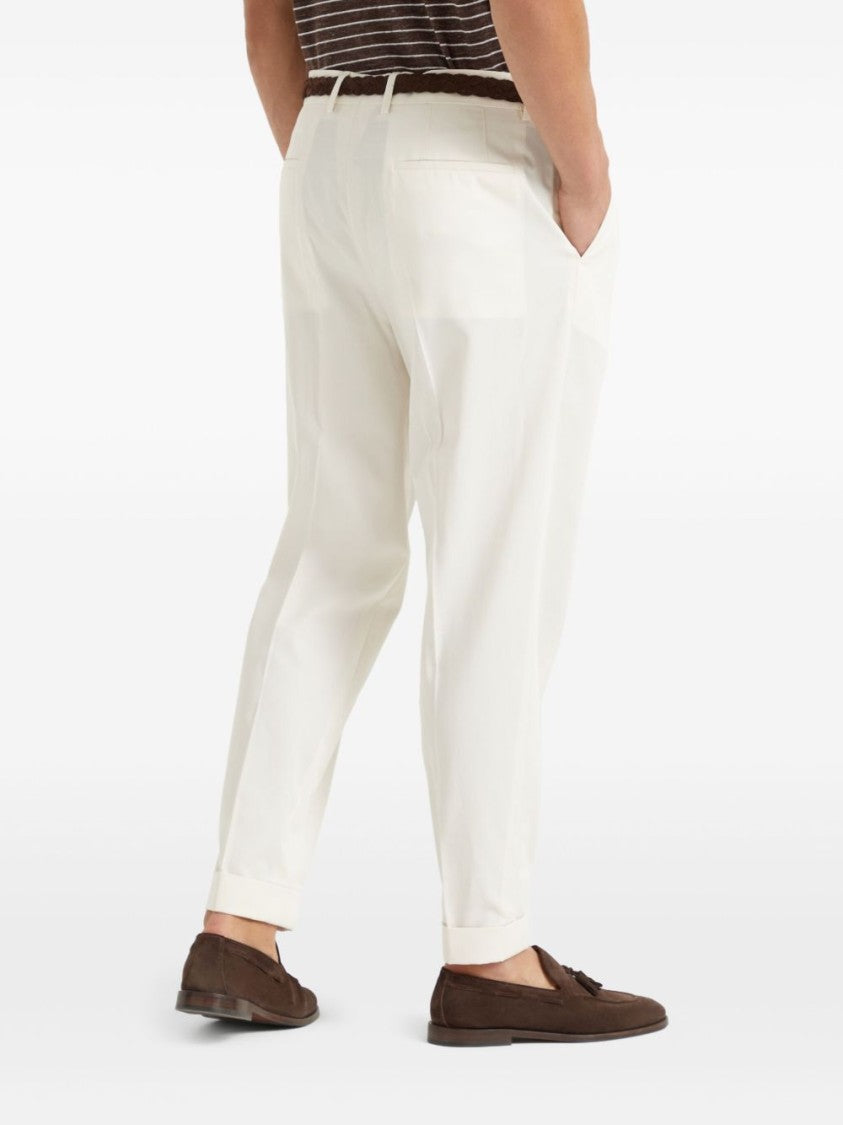 Brunello Cucinelli Tailored White Trousers With Concealed Fastening
