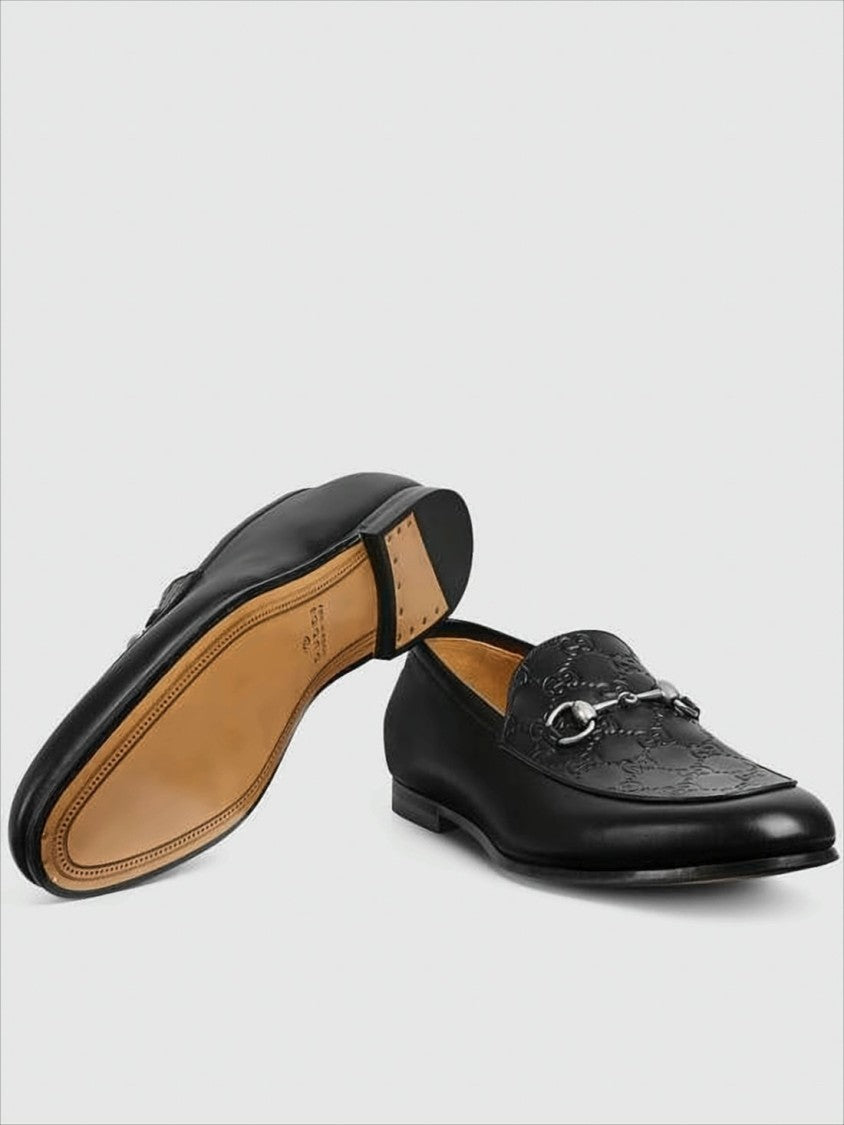 Gucci Black Leather Loafers With Horsebit Detail
