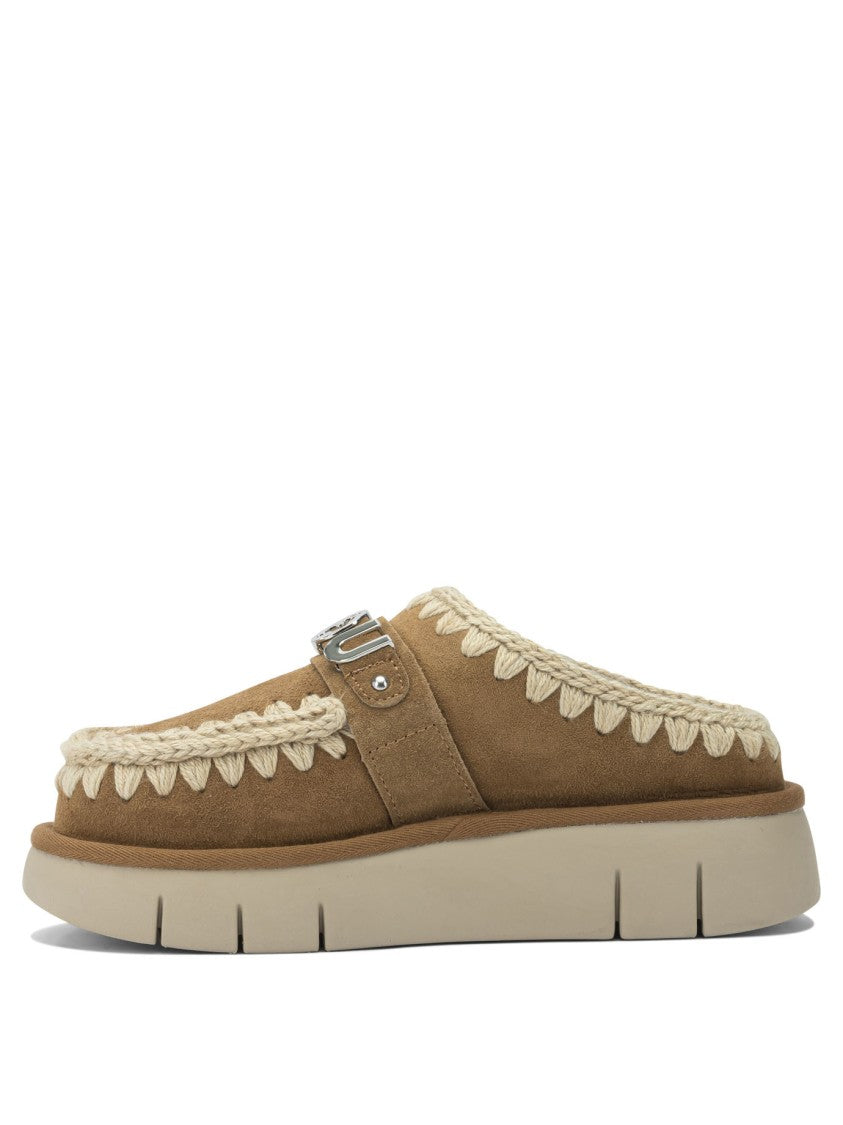 Mou Sheepskin Slip-On Loafers With Decorative Stitching