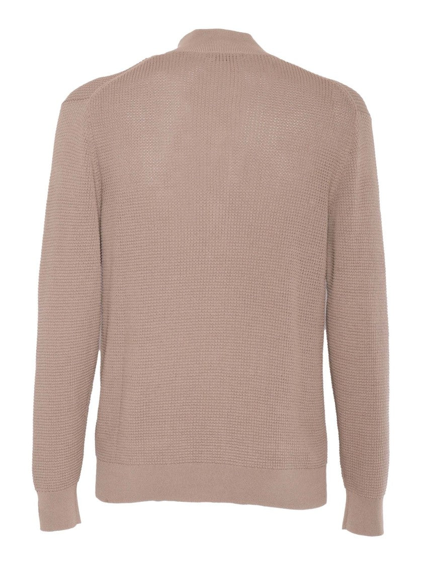 Ballantyne Textured Knit Cardigan With High Collar