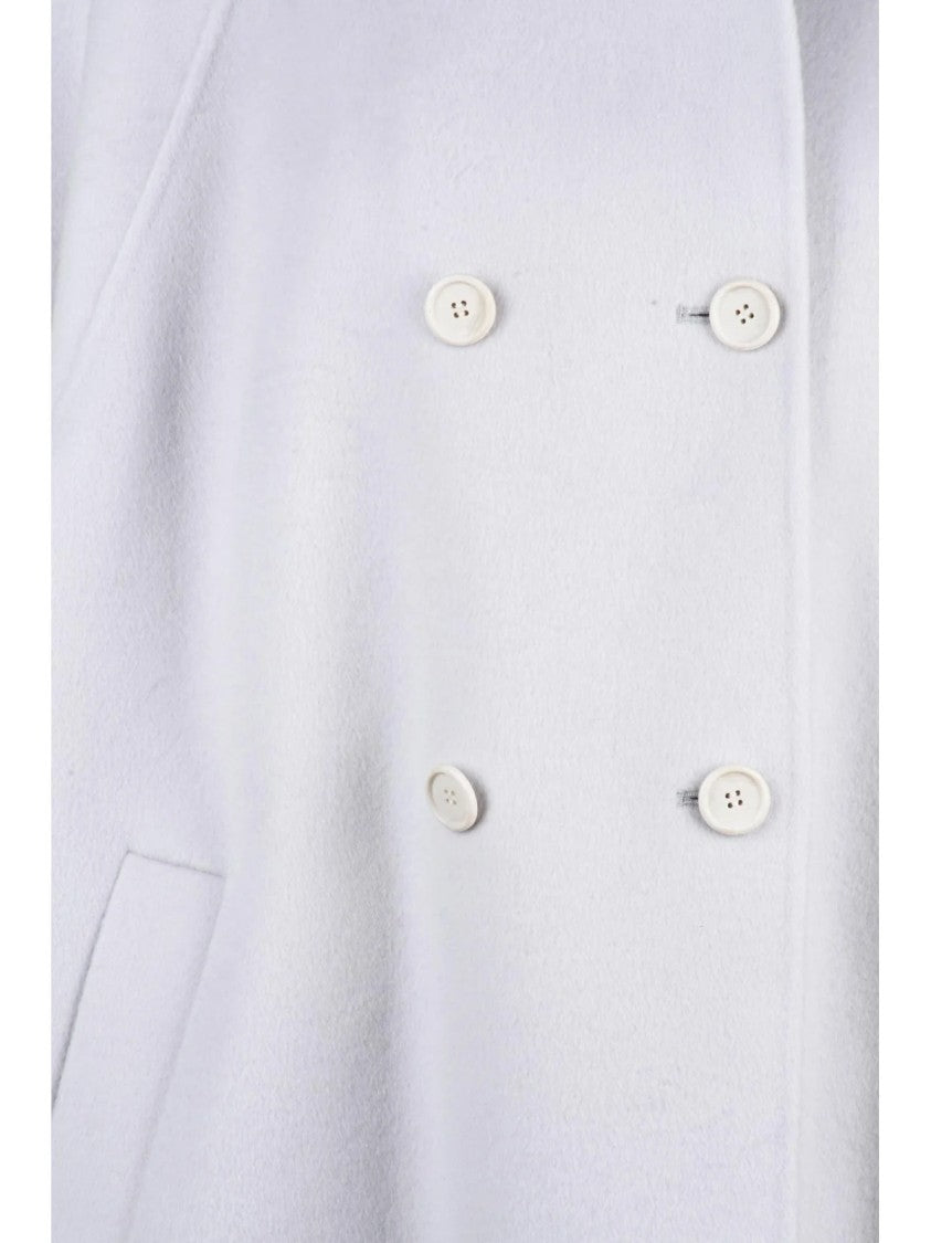 Stefano Mortari Flared Light Grey Coat With Double-Breasted Closure And Soft Texture