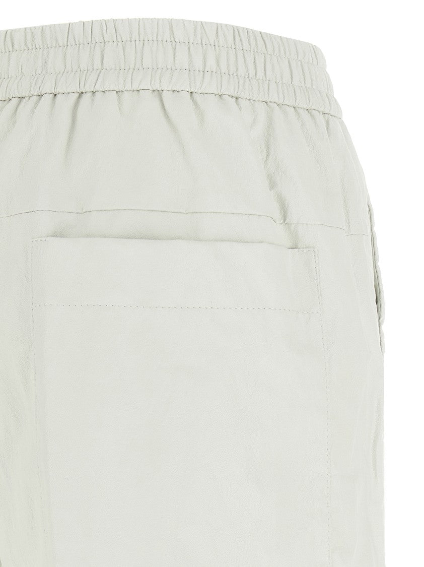 Nude Bermuda Shorts With Leather-Effect Finish