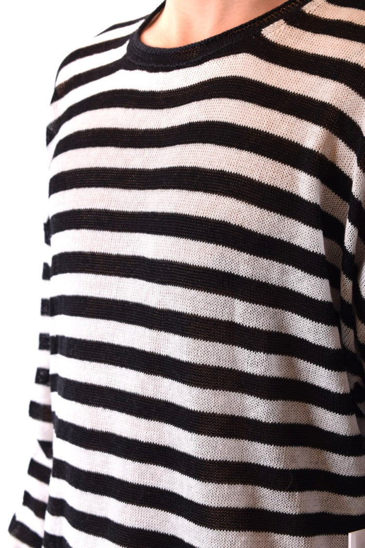 Isabel Benenato Horizontal Stripe Linen Knitwear With Relaxed Fit