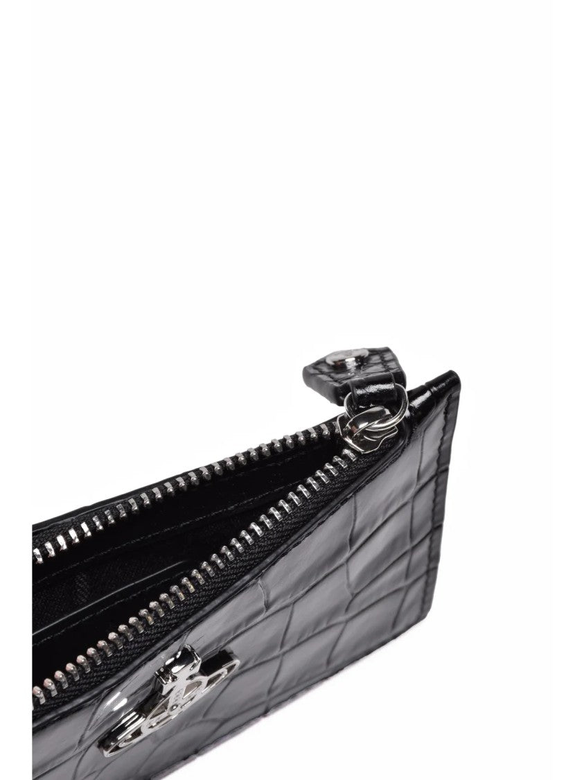 Vivienne Westwood Black Leather Crocodile Card Holder