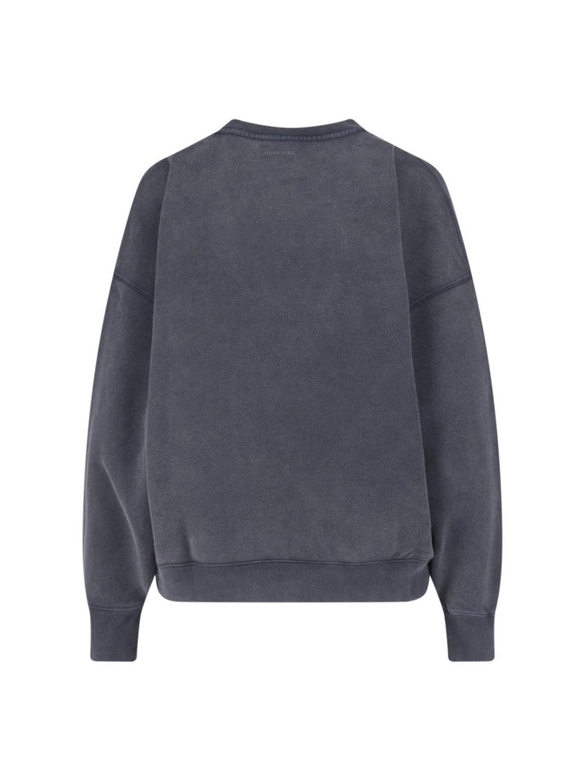 Anine Bing Black Miles Cotton Logo Sweatshirt