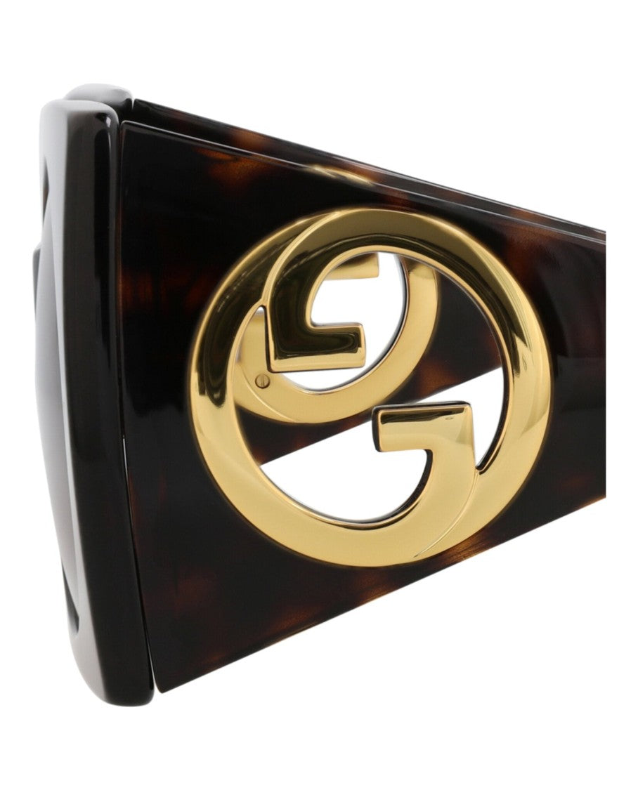 Gucci Square-Frame Recycled Acetate Sunglasses With Gold Cutout Accent