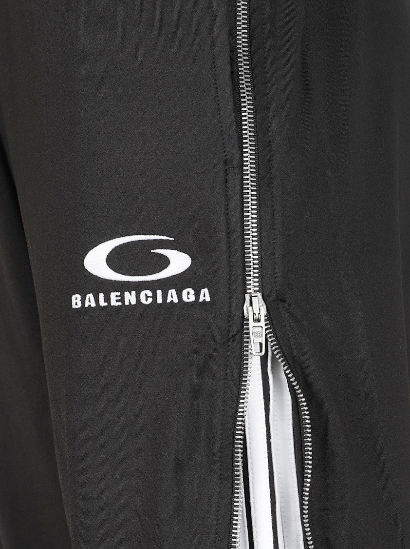 Balenciaga Mid-Waist Fleece Track Pants With Contrasting Bands
