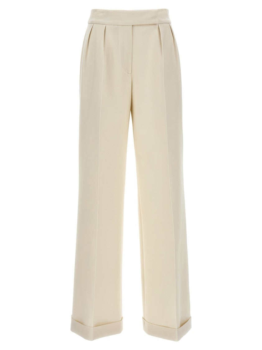 Kiton Wide Leg Stretch Wool Jersey Trousers