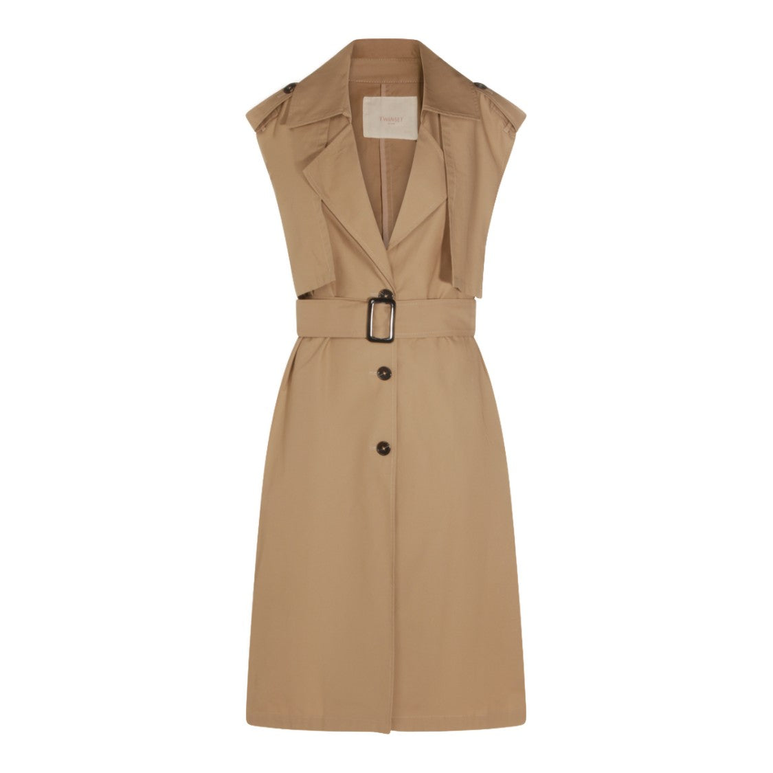Twin-Set Sleeveless Trench Coat-Style Jacket With Wide Belt