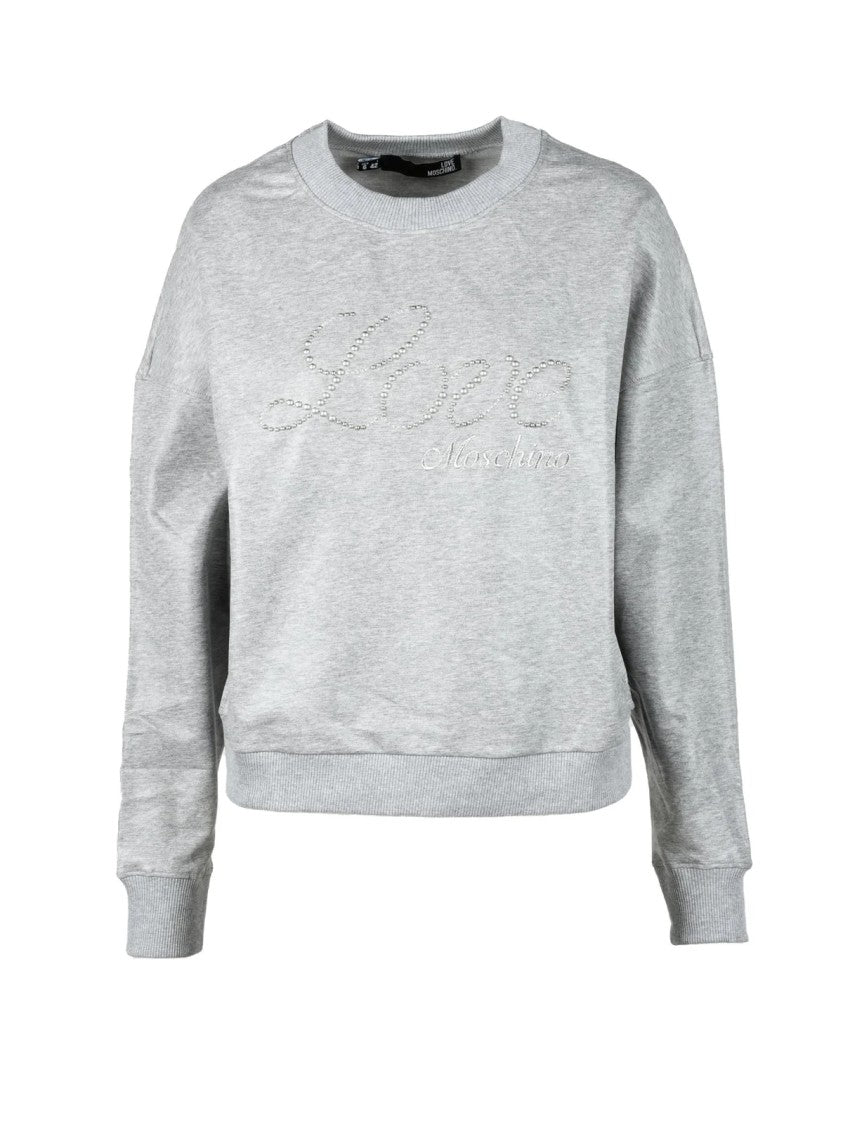 Love Moschino Grey Cotton Spandex Relaxed Fit Sweatshirt