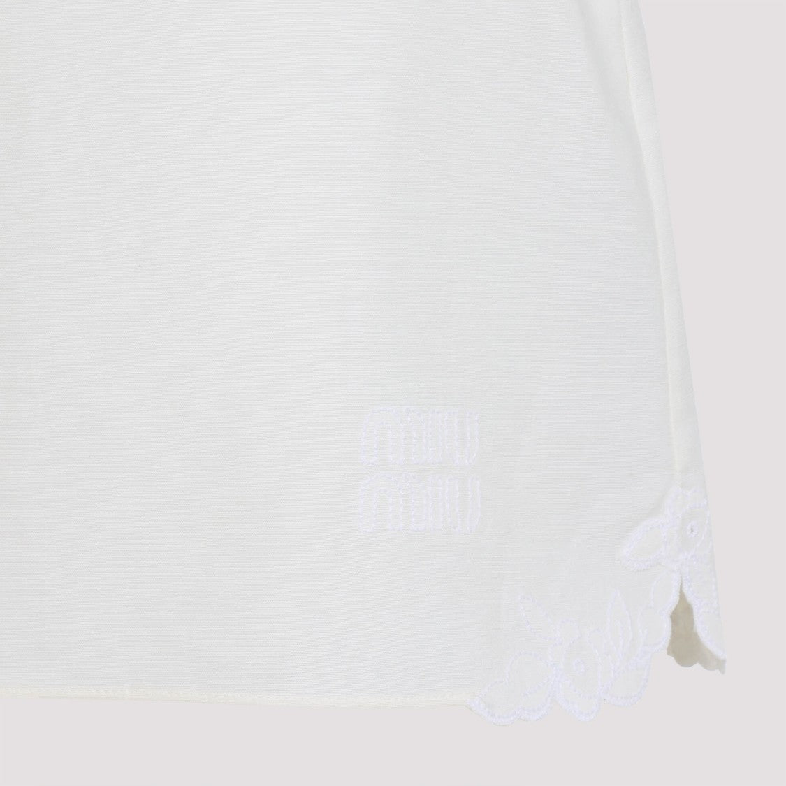 Miu Miu White Linen And Cotton Mini Skirt