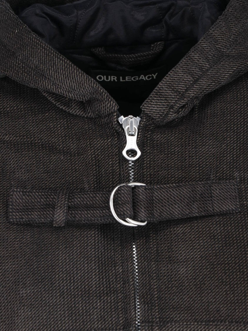 Our Legacy Black Cropped Textured Hooded Jacket